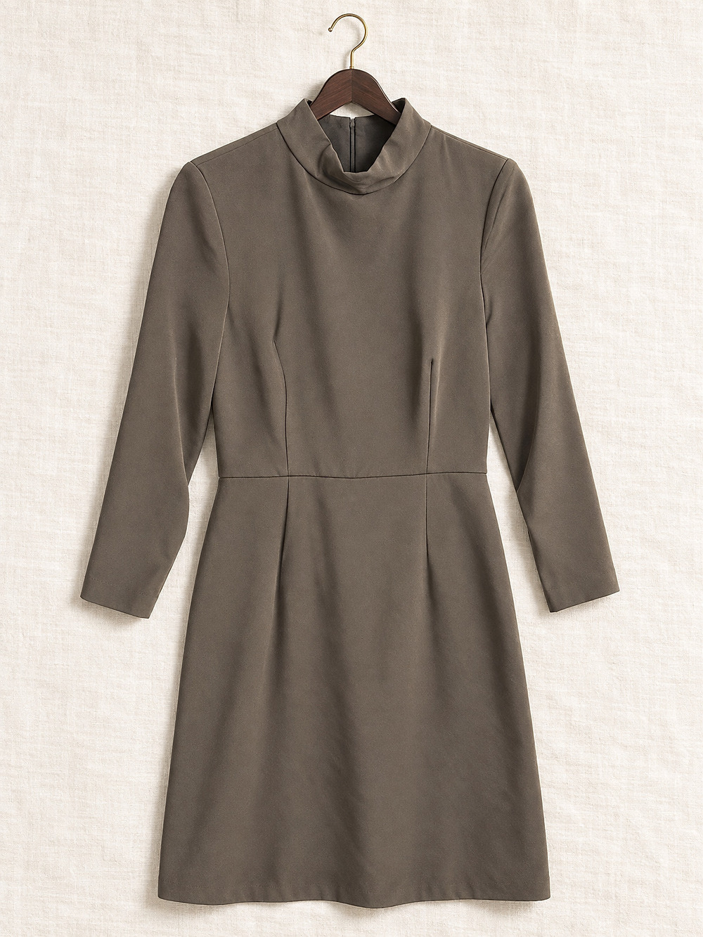 ⚜️ Milly | Mock-Neck Mini Dress | Size 4 Taupe Olive 💗